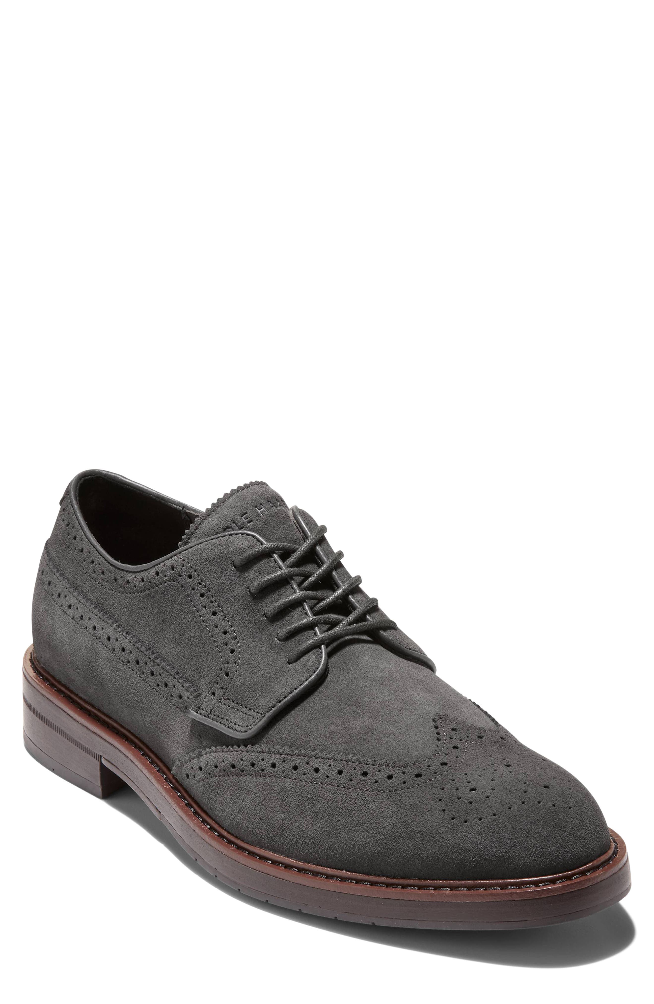 Cole Haan Judson Grand Wingtip Derby, Main, color, Raven Suede Dark Natural
