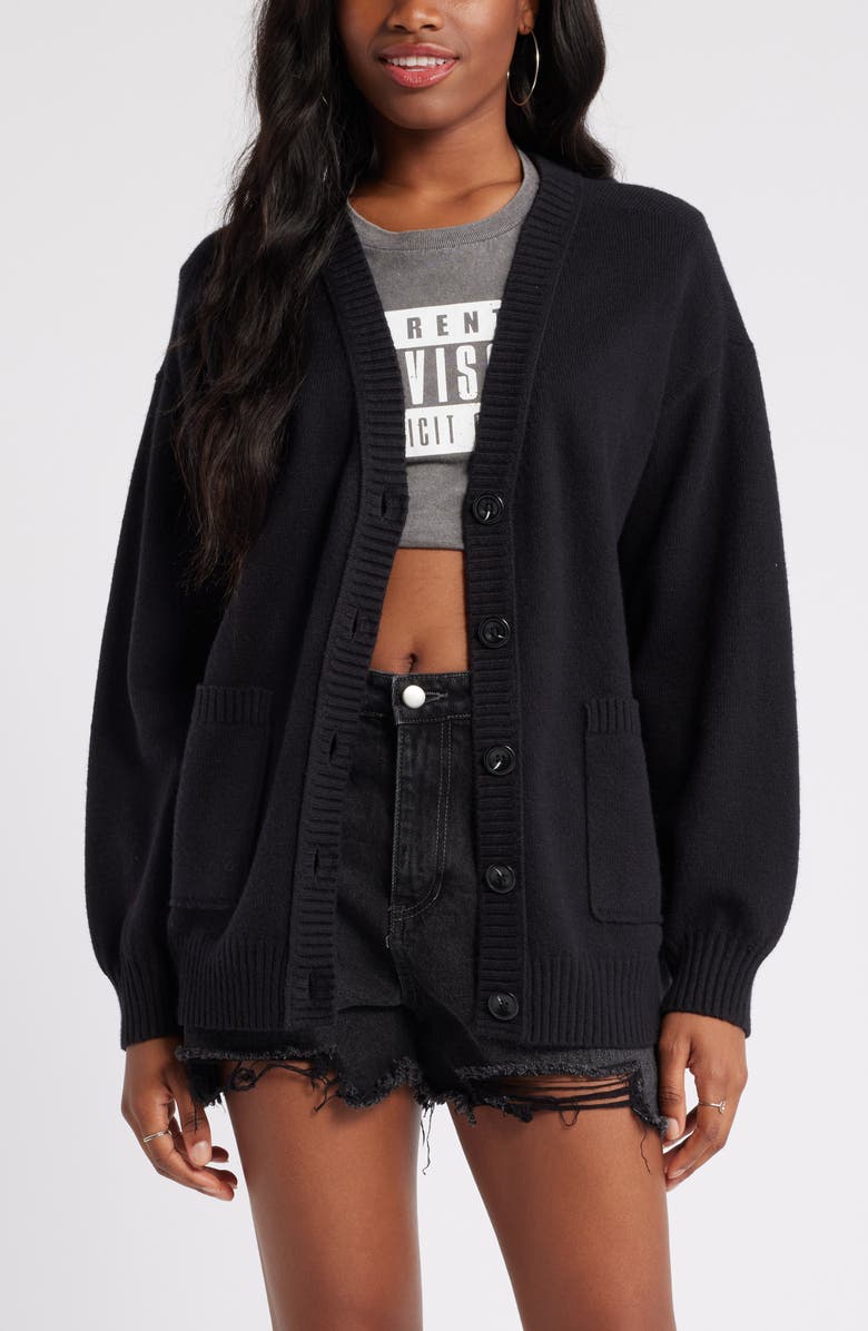 BP. Oversize Front Pocket Cotton Blend Cardigan, Main, color,