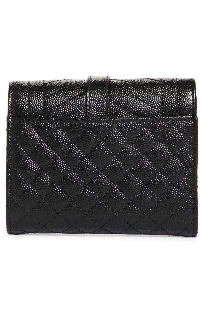 Saint Laurent Monogram Pebbled Leather Envelope Card Case, Alternate, color,