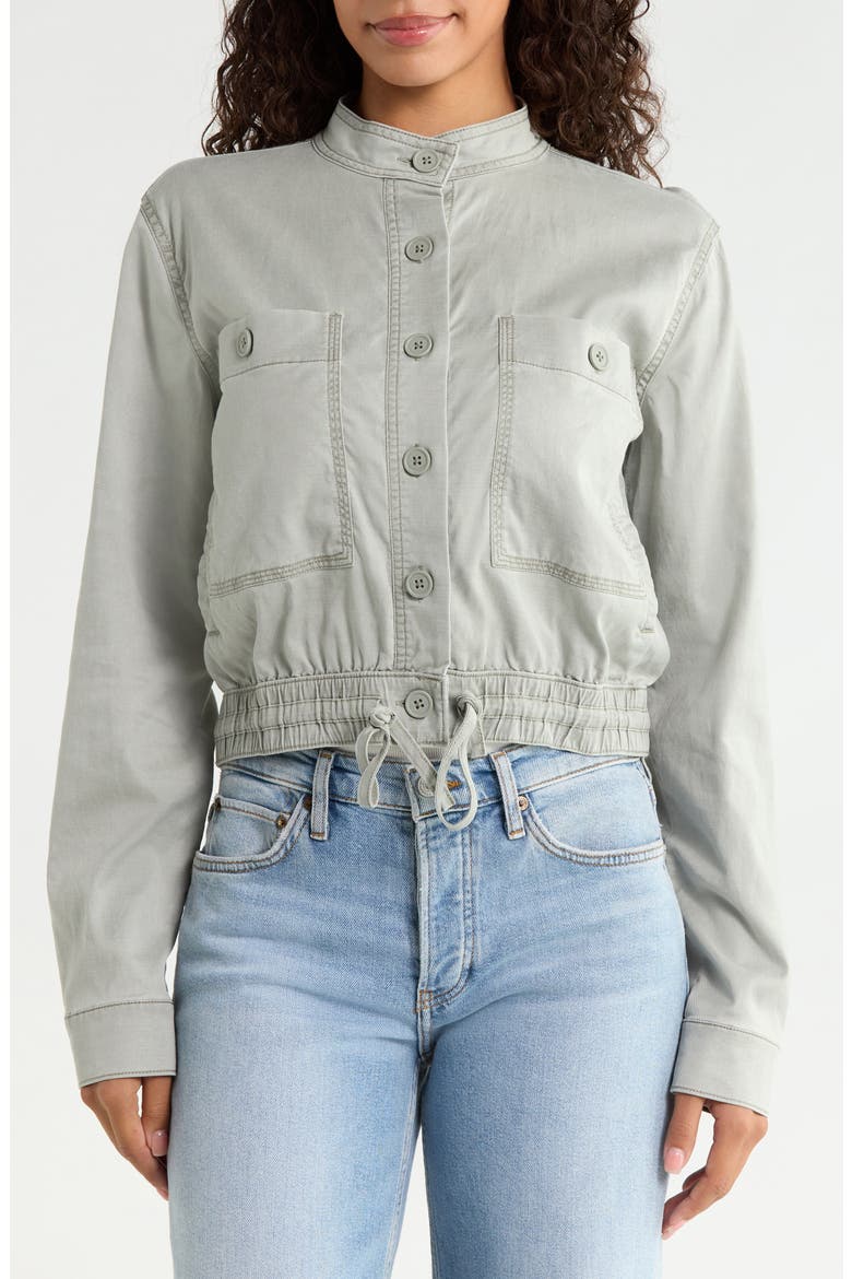 Spencer Tie Hem Cotton Blend Jacket, Alternate, color, EUCALYPTUS GREEN