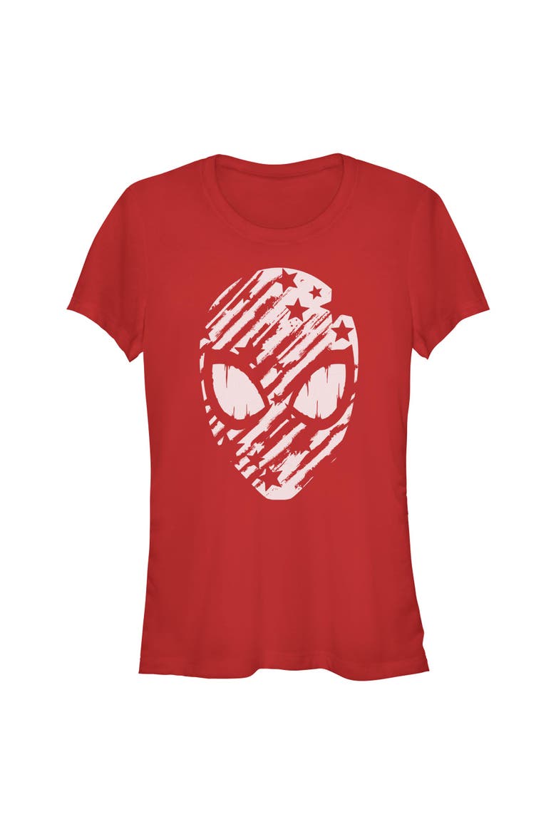 Junior's Stars and Stripes Mask Short Sleeve Graphic T-Shirt, Main, color, Red
