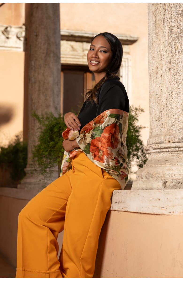 Elizabetta Rosa - Long Satin Silk Scarf for Women, Alternate, color, Peach