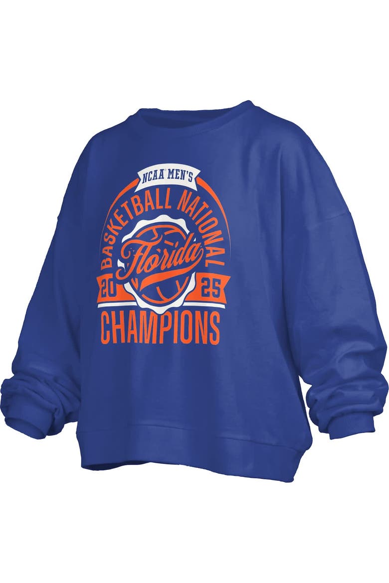 Women's Pressbox Royal Florida Gators 2025 NCAA Men's Basketball National Champions Barkley Janice Oversized Fleece Pullover Sweatshirt, Alternate, color, Royal