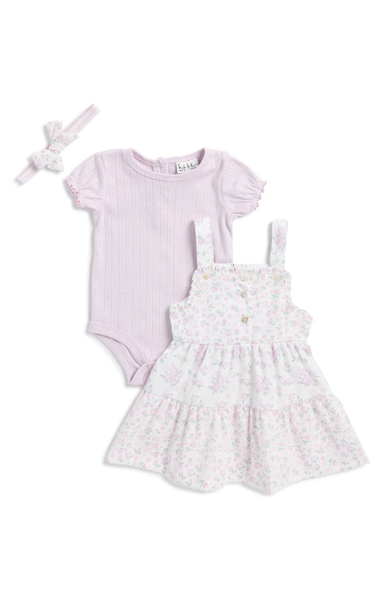 Nicole Miller Bodysuit, Dress & Headband Set, Main, color, Orchid Hush