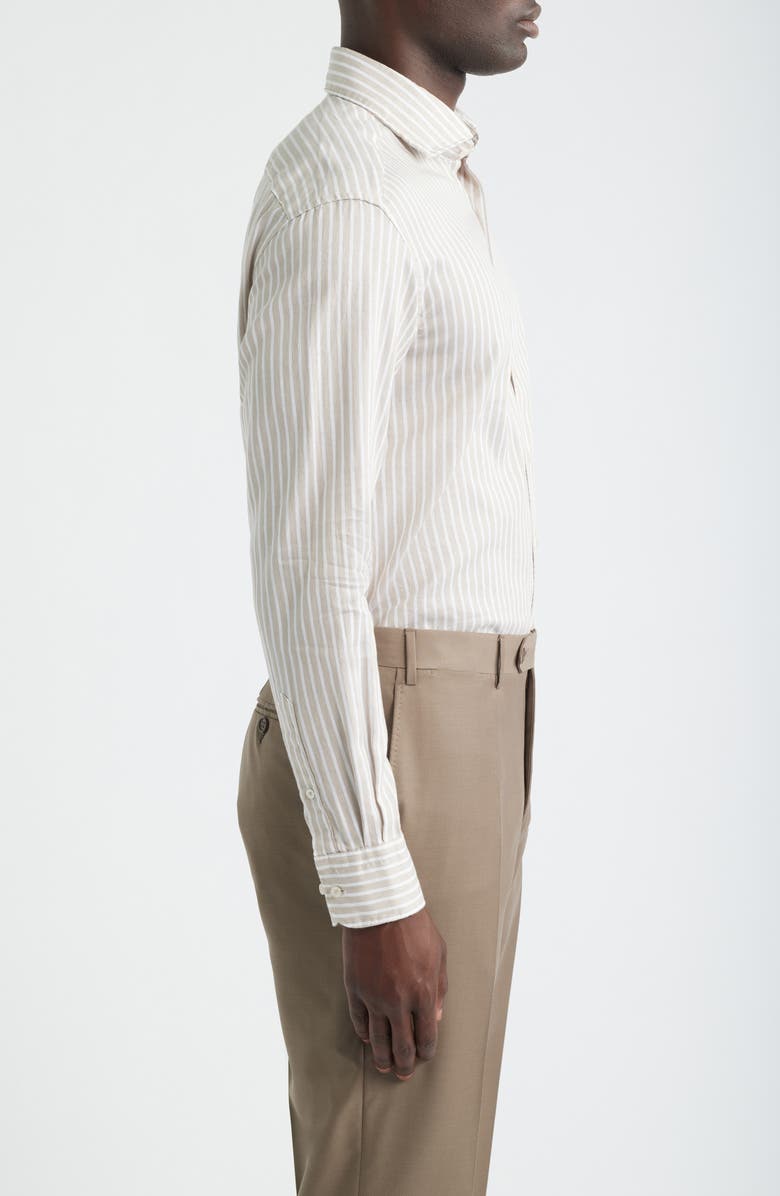 1863 by Eterna Soft Luxury Modern Fit Stripe Non-Iron Dress Shirt, Alternate, color, Beige