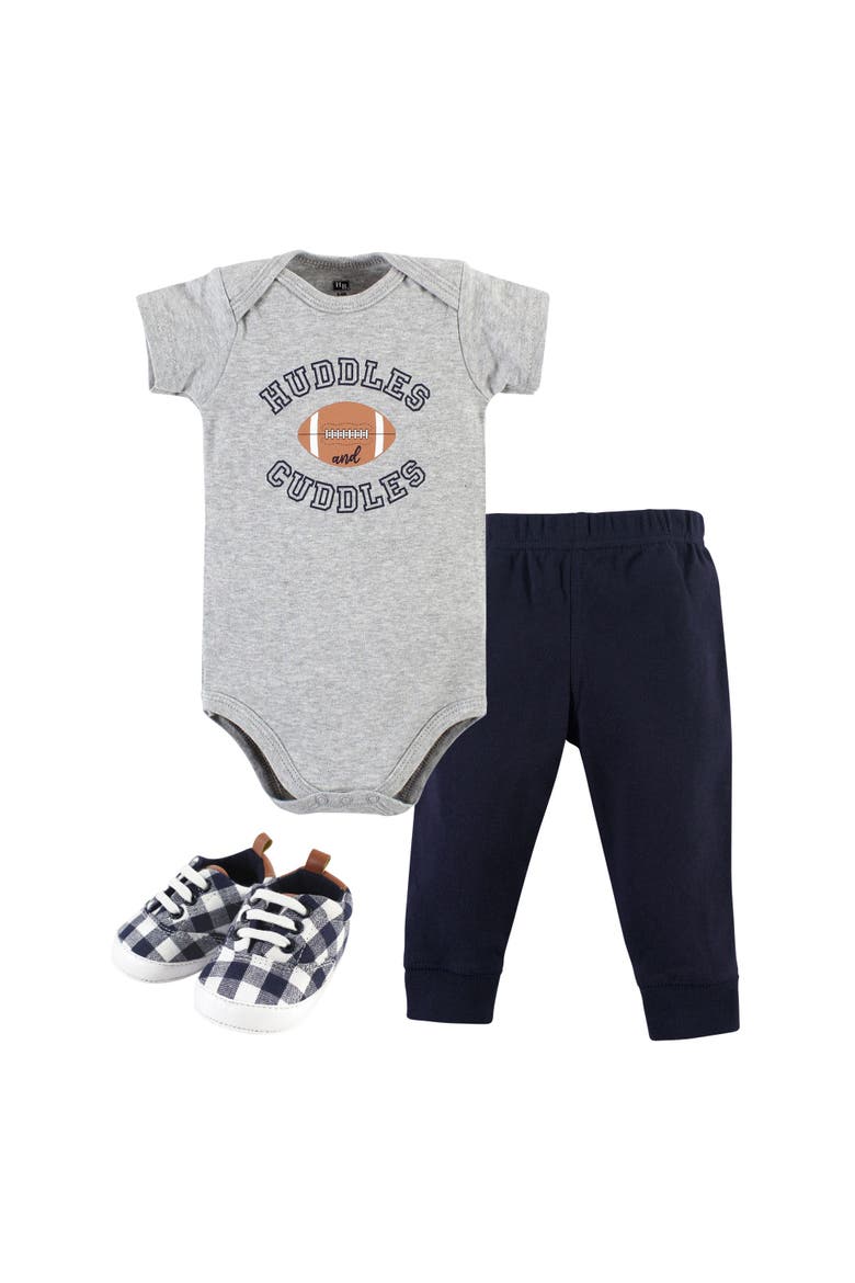 Cotton Bodysuit, Pant And Shoe Set (baby), Main, color, Football Huddles Short Sleeve