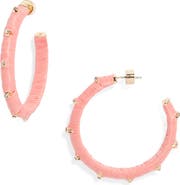 Nordstrom Crystal Accent Raffia Wrapped Hoop Earrings