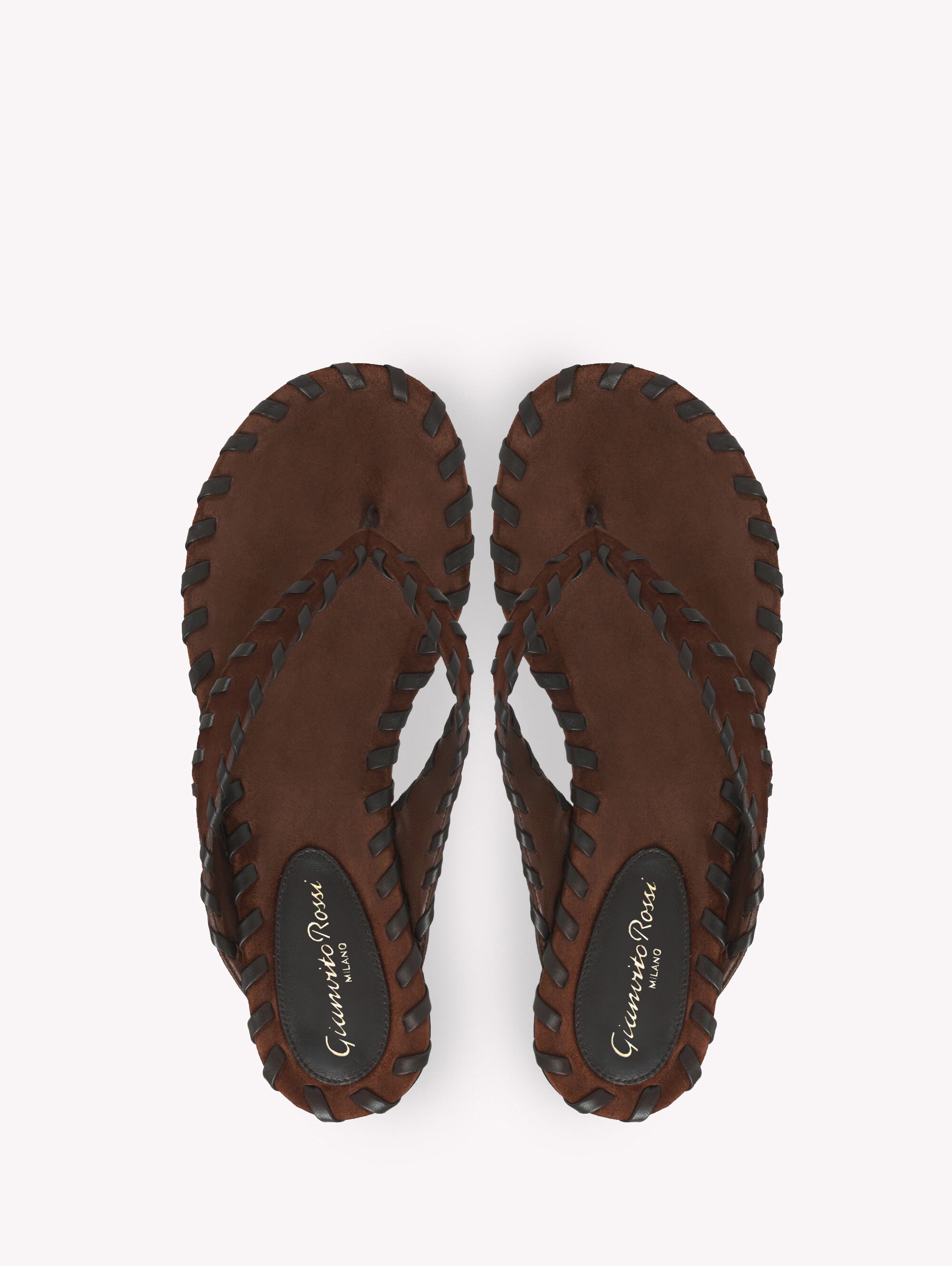 Gianvito Rossi Zaira Thong Flat Sandal, Alternate, color, Brown Suede