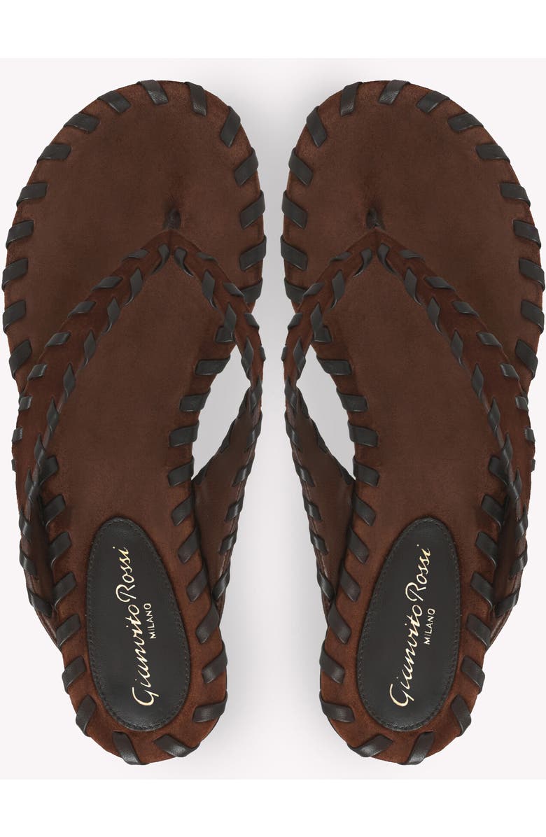 Gianvito Rossi Zaira Thong Flat Sandal, Alternate, color, Brown Suede