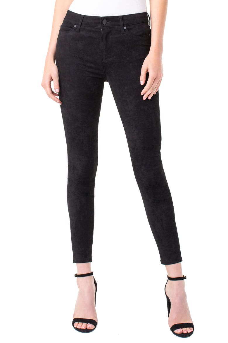 Liverpool Abby Faux Suede Ankle Pants, Main, color, BLACK