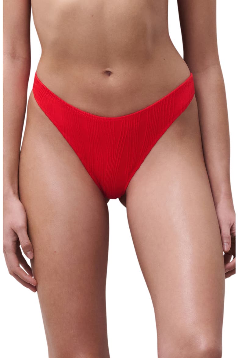 Jacquard Tanga Bikini Bottoms, Main, color, CHERRY RED