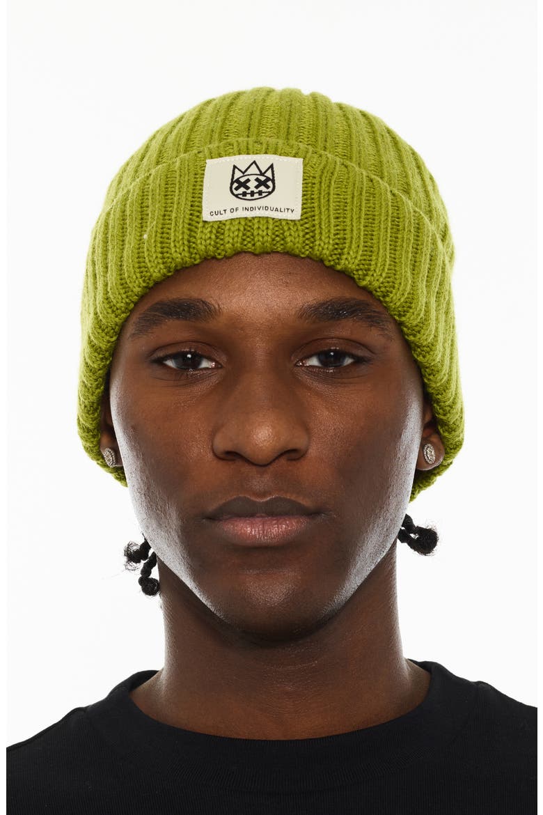 Rib Cuff Wool Blend Beanie, Main, color, GREEN OASIS