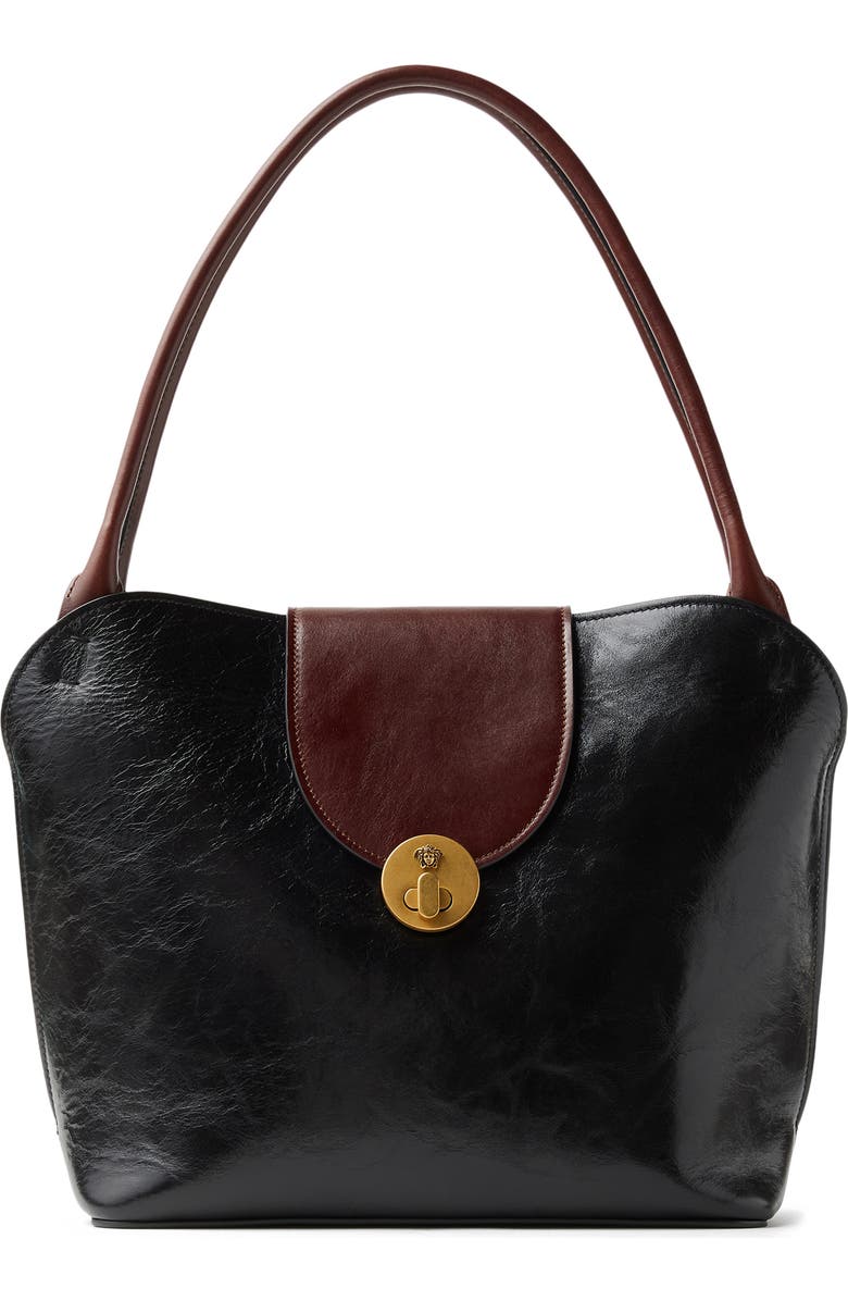 Versace Medium Vivian Leather Shoulder Bag, Main, color,