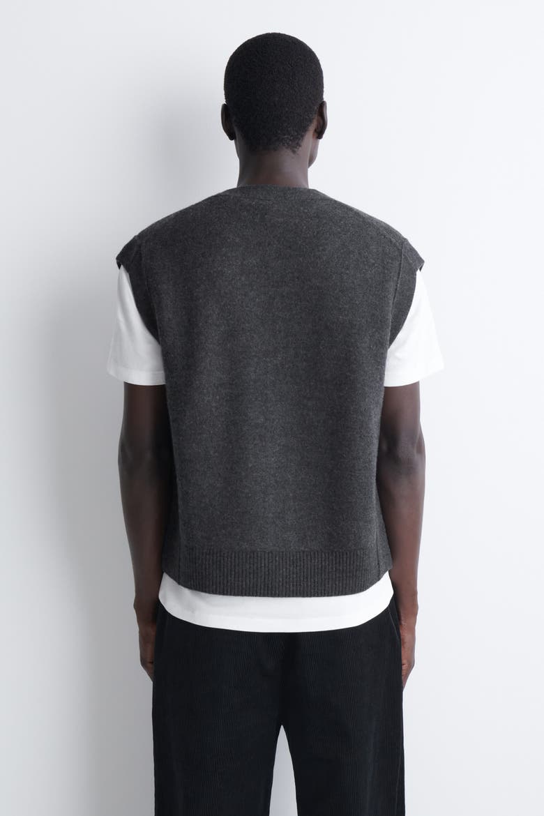 Buttoned Boiled-Wool Vest, Alternate, color, CHARCOAL MÉLANGE