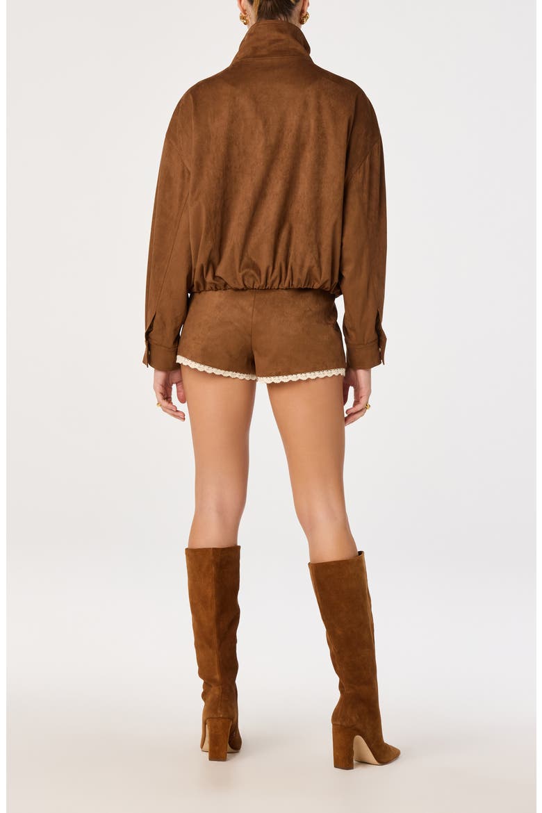 Cooper Faux Suede Jacket, Alternate, color, CHESTNUT