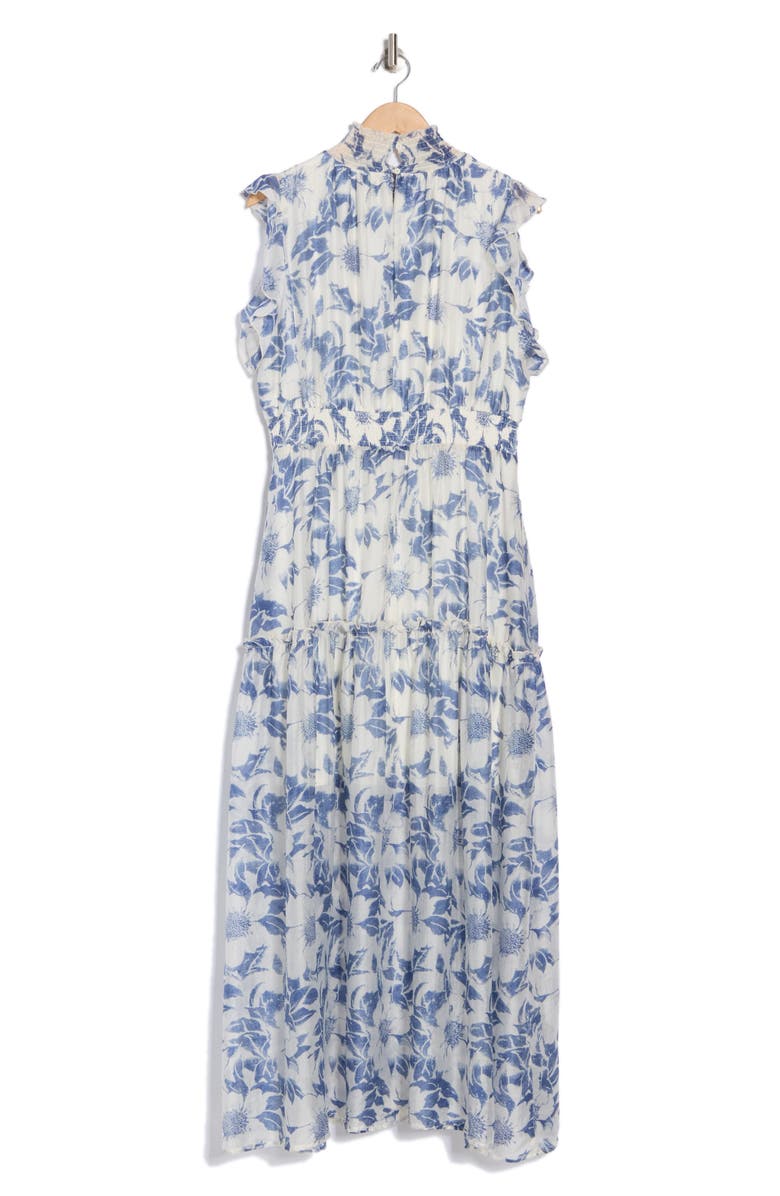 MELLODAY Floral Flutter Sleeve Maxi Dress, Alternate, color, Blue White