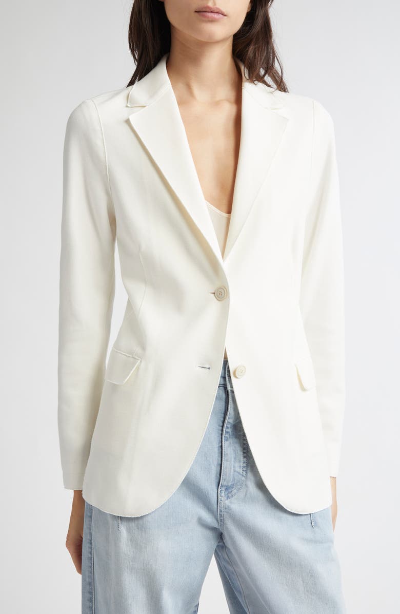 Eleventy Cotton Blend Knit Blazer with Removable Hooded Bib, Alternate, color, White