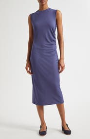 Vince Side Ruched Sleeveless Knit Midi Dress