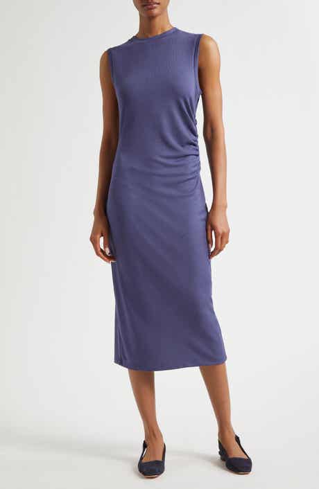 Vince Side Ruched Sleeveless Knit Midi Dress