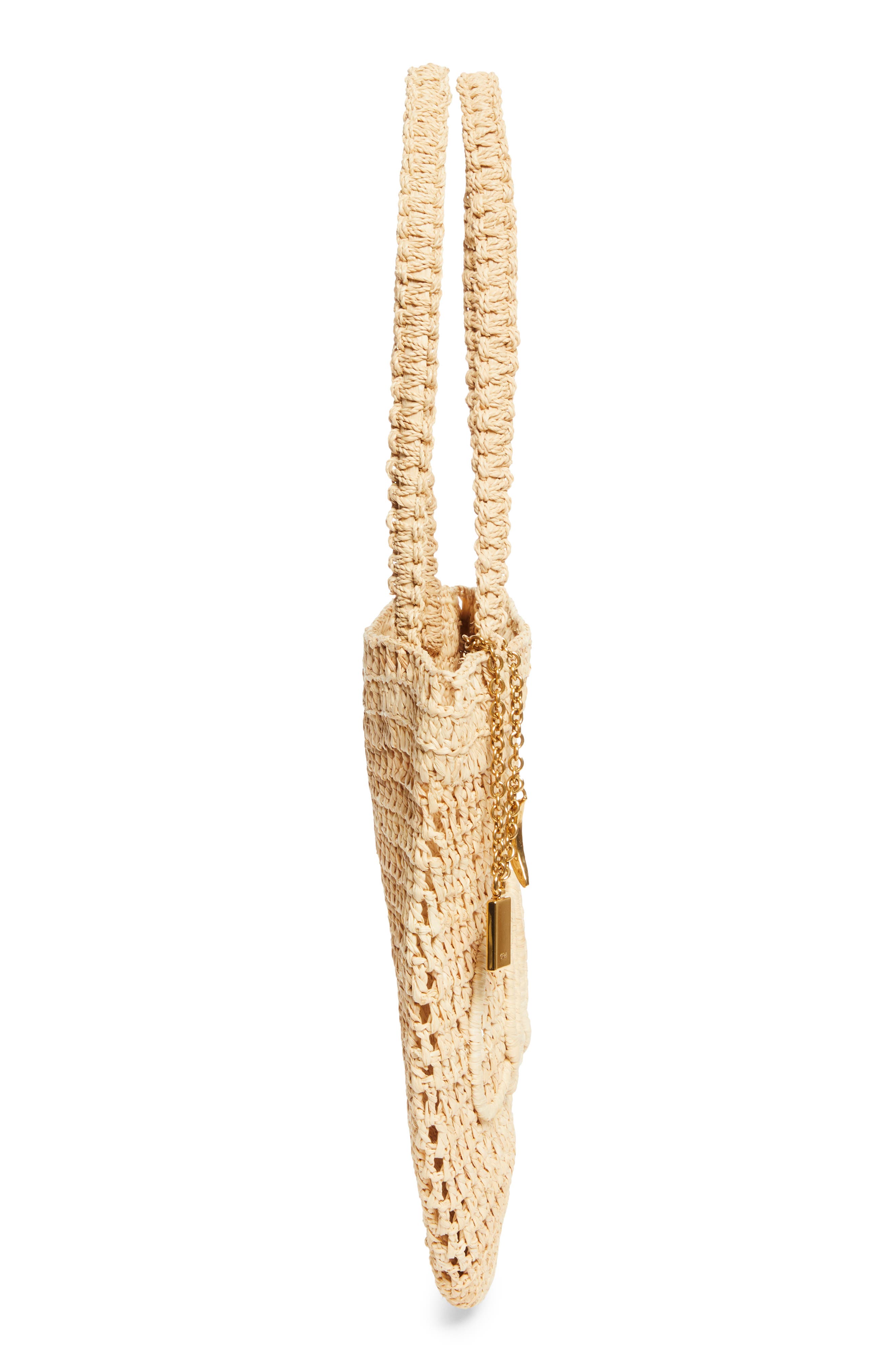 Chloé Small Summer Banana Crocheted Raffia Tote, Alternate, color, Hot Sand