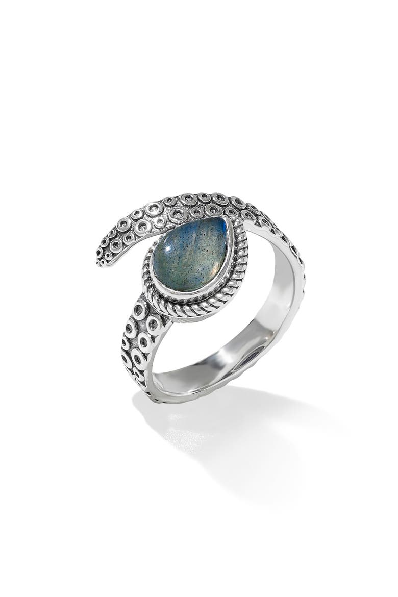Labradorite Teardrop Bypass Ring, Main, color, BLUE