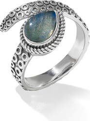 YS GEMS Labradorite Teardrop Bypass Ring