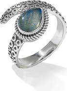 YS GEMS Labradorite Teardrop Bypass Ring