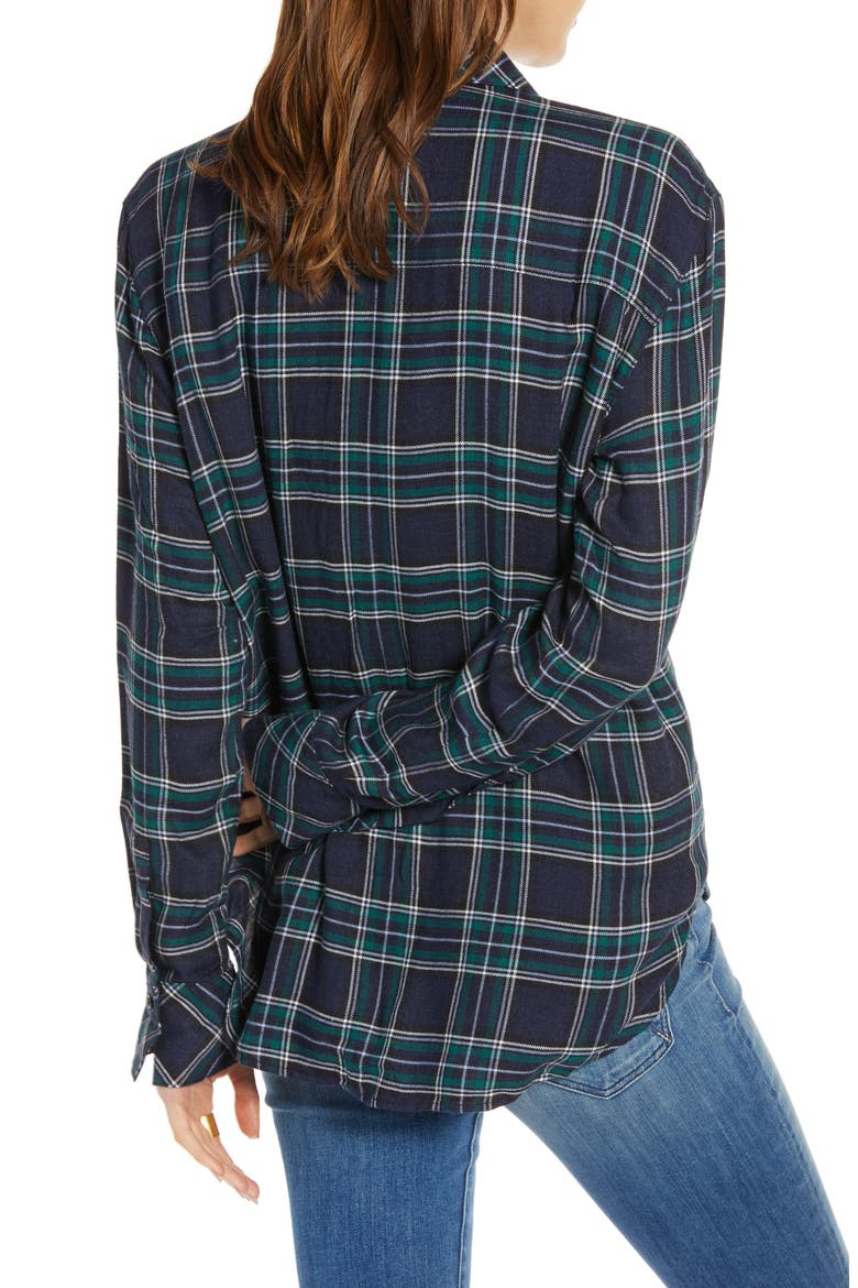 Plaid Boyfriend Shirt, Alternate, color, NAVY POP TARTAN
