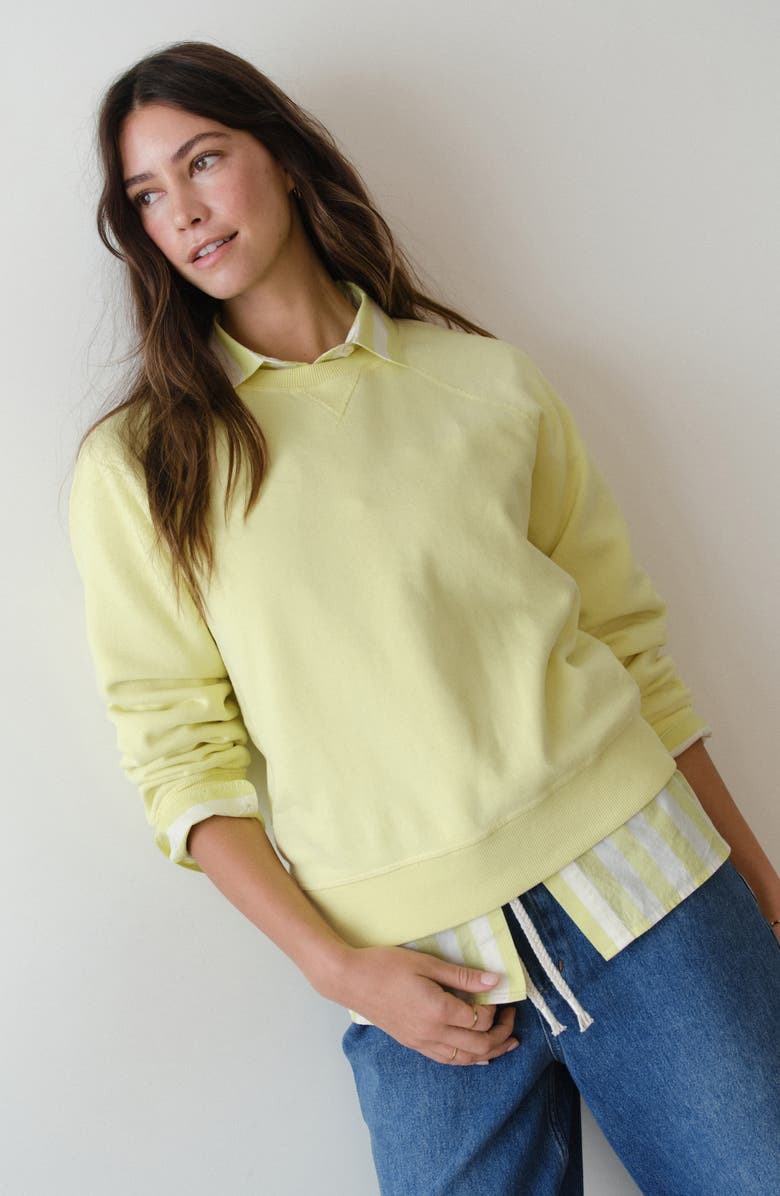 Marine Layer Cloud 9 Fleece Reversible Sweatshirt, Alternate, color, Citron