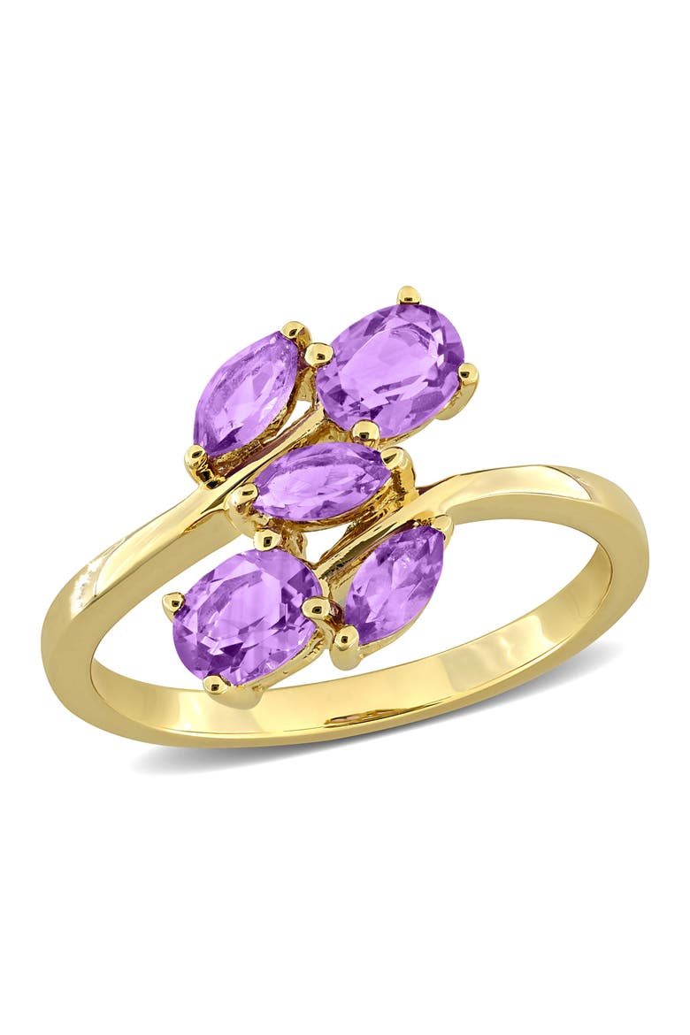Amethyst Cluster Ring Yellow-Plated Silver, Main, color, Amethyst