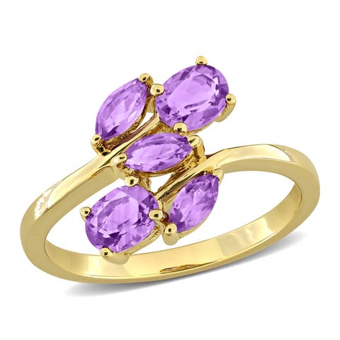 Amethyst Cluster Ring Yellow-Plated Silver