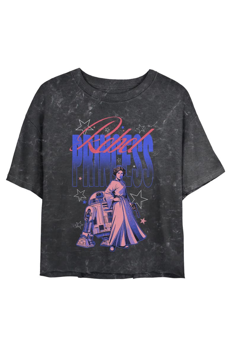 Junior's Star Wars Rebel Princess Stars  Graphic T-Shirt, Main, color, Black