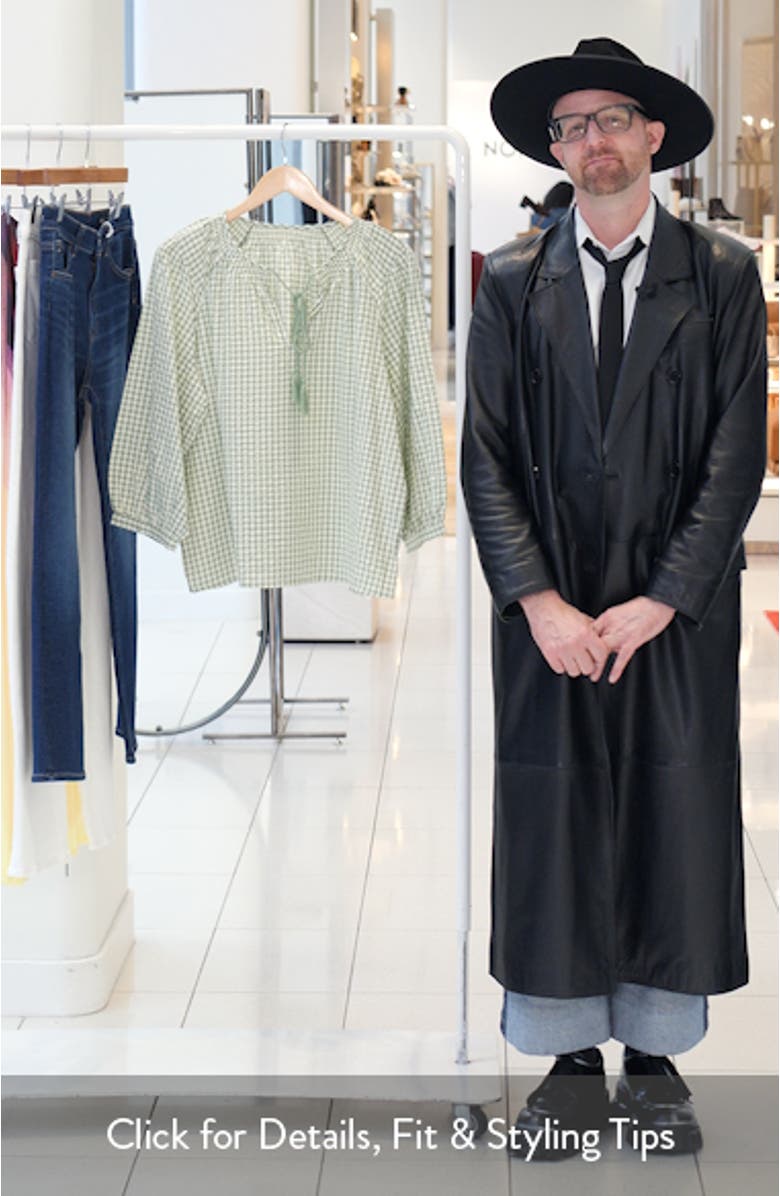 Print Tie Neck Cotton Peasant Top, sales video thumbnail