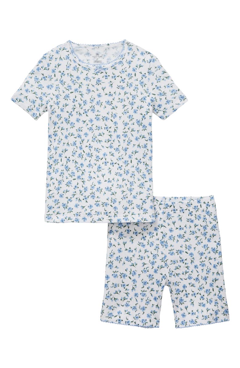 Petite Plume Kids' Pima Cotton Pointelle Fitted Two-Piece Short Pajamas, Main, color,