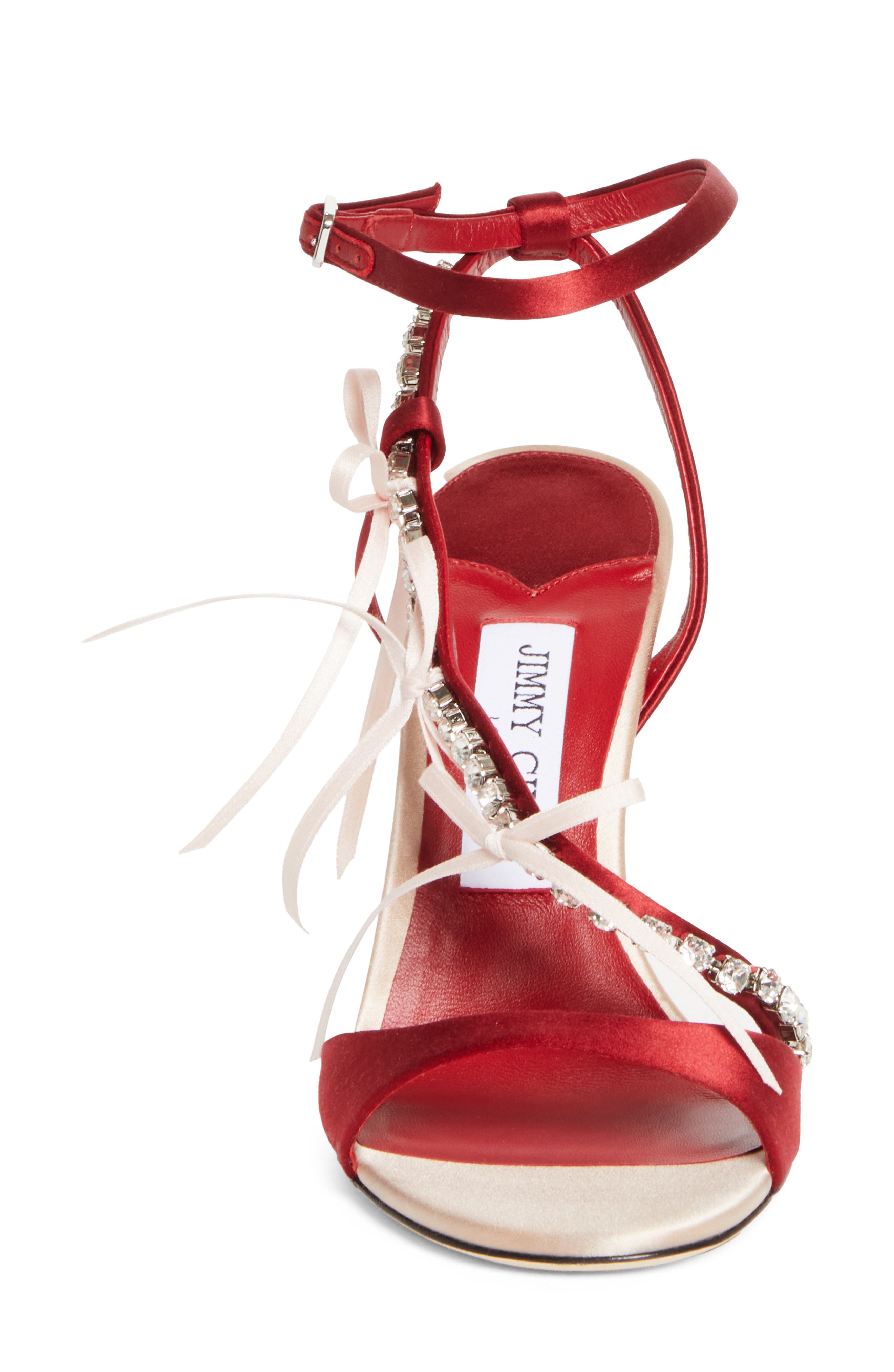 Jimmy Choo Lula Ankle Strap Sandal, Alternate, color, Macaron/ Ruby Red