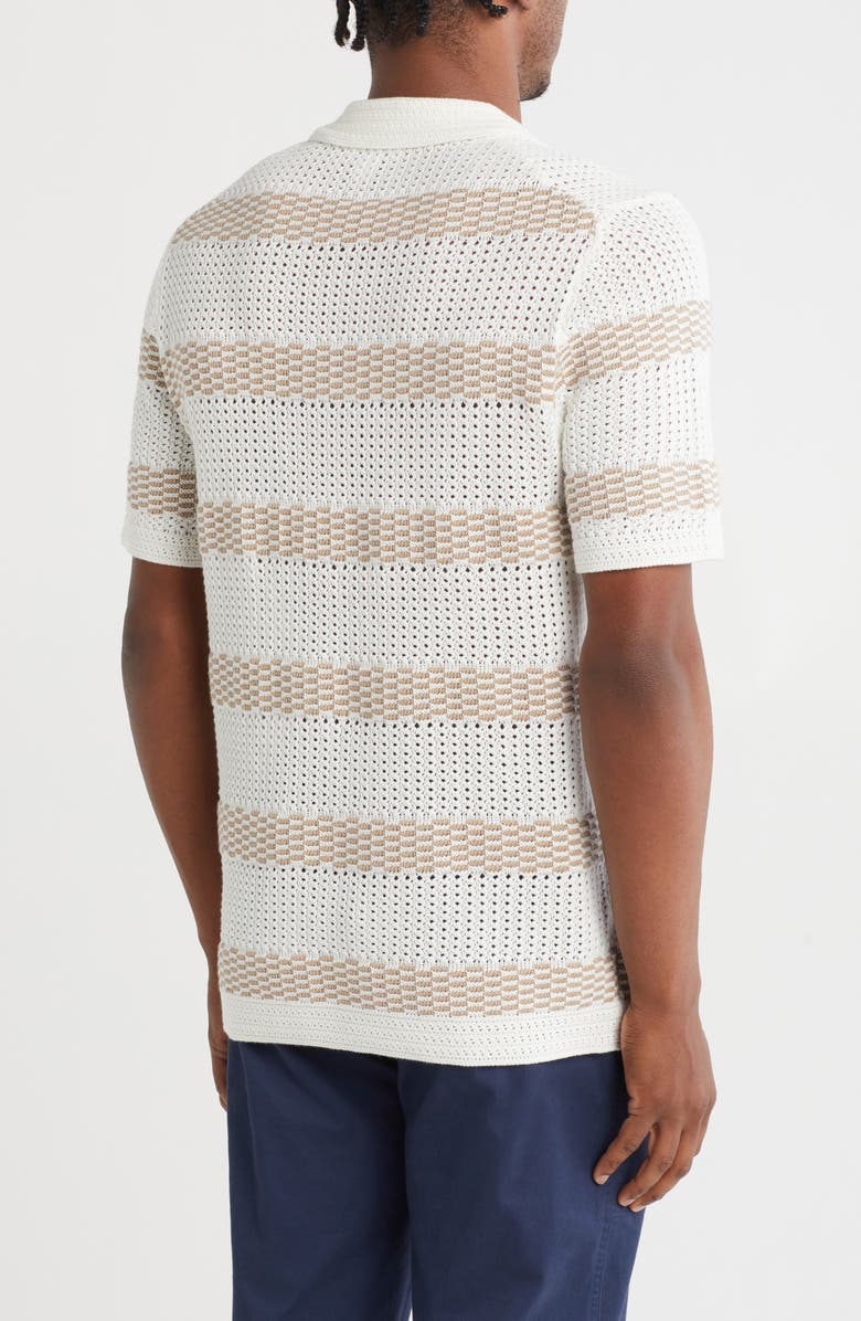 TRUTH Johnny Collar Open Knit Polo, Alternate, color, Ivory/ Taupe