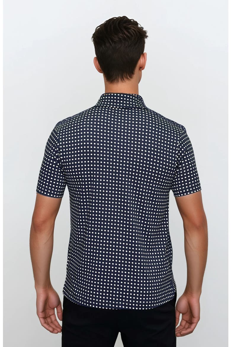 Wrinkle Resistant 3 Button Polka Dot Polo Shirt, Alternate, color, Navy Multi