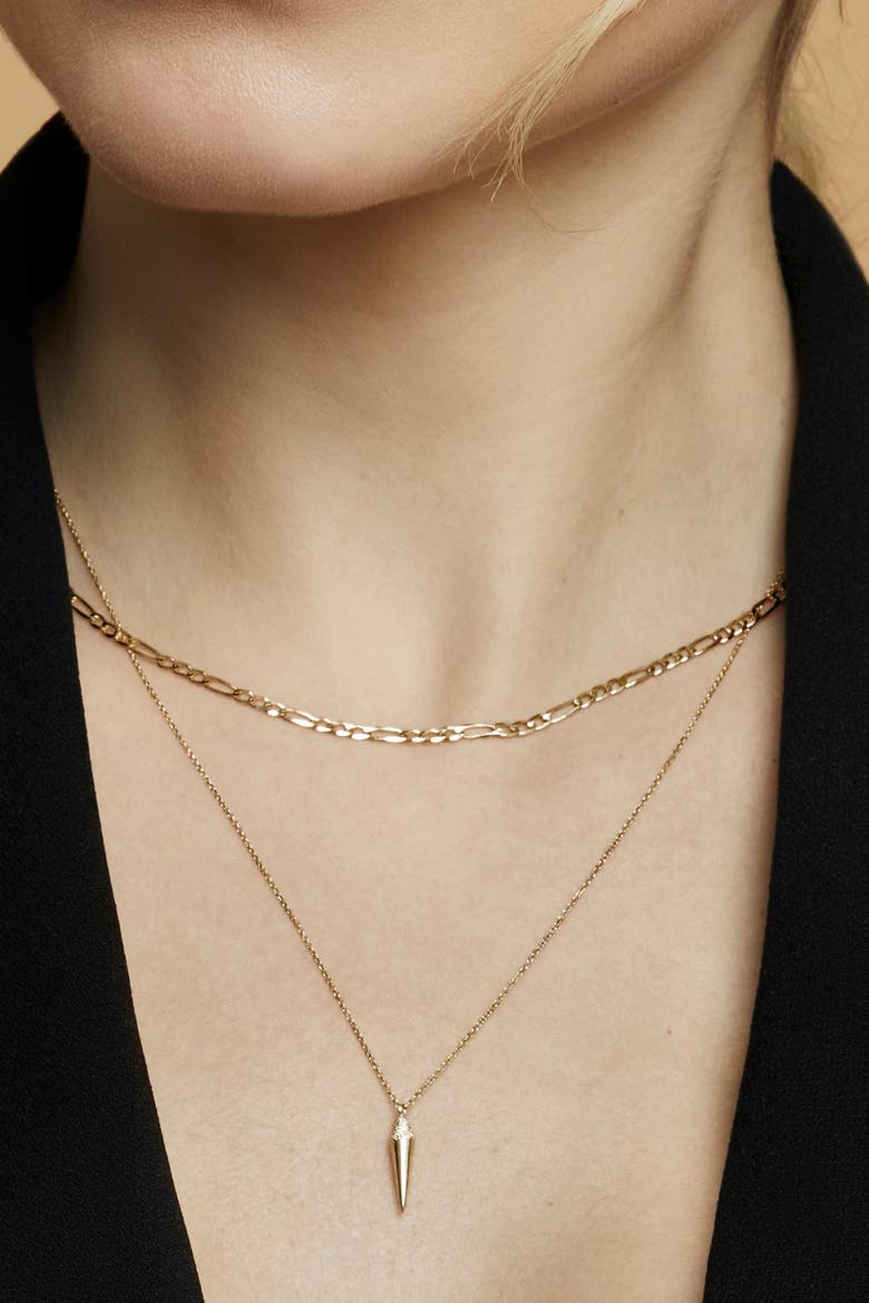 14K Gold Florentine Figaro Petite Necklace, Alternate, color, Yellow Gold