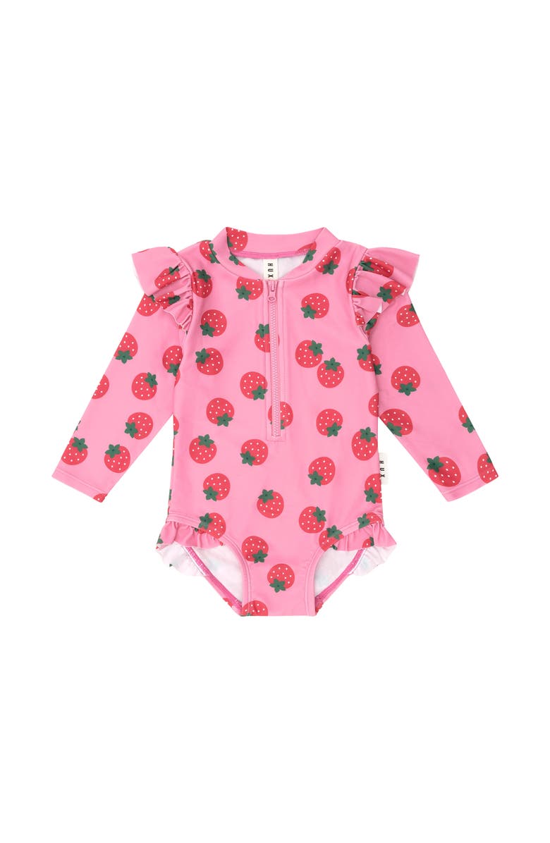 Huxbaby Strawberry Fields Forever Frill Swimsuit, Main, color, Strawberry