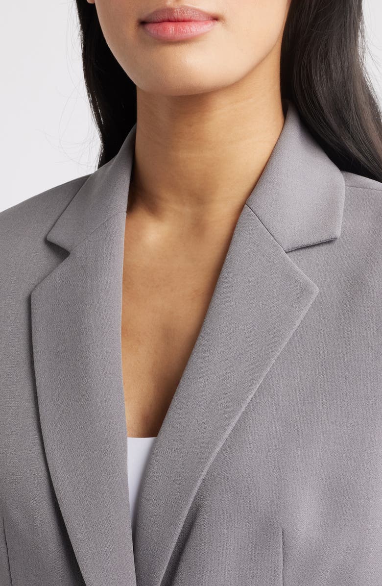 KASPER Rolled Sleeves Stretch Crepe One-Button Blazer, Alternate, color, 