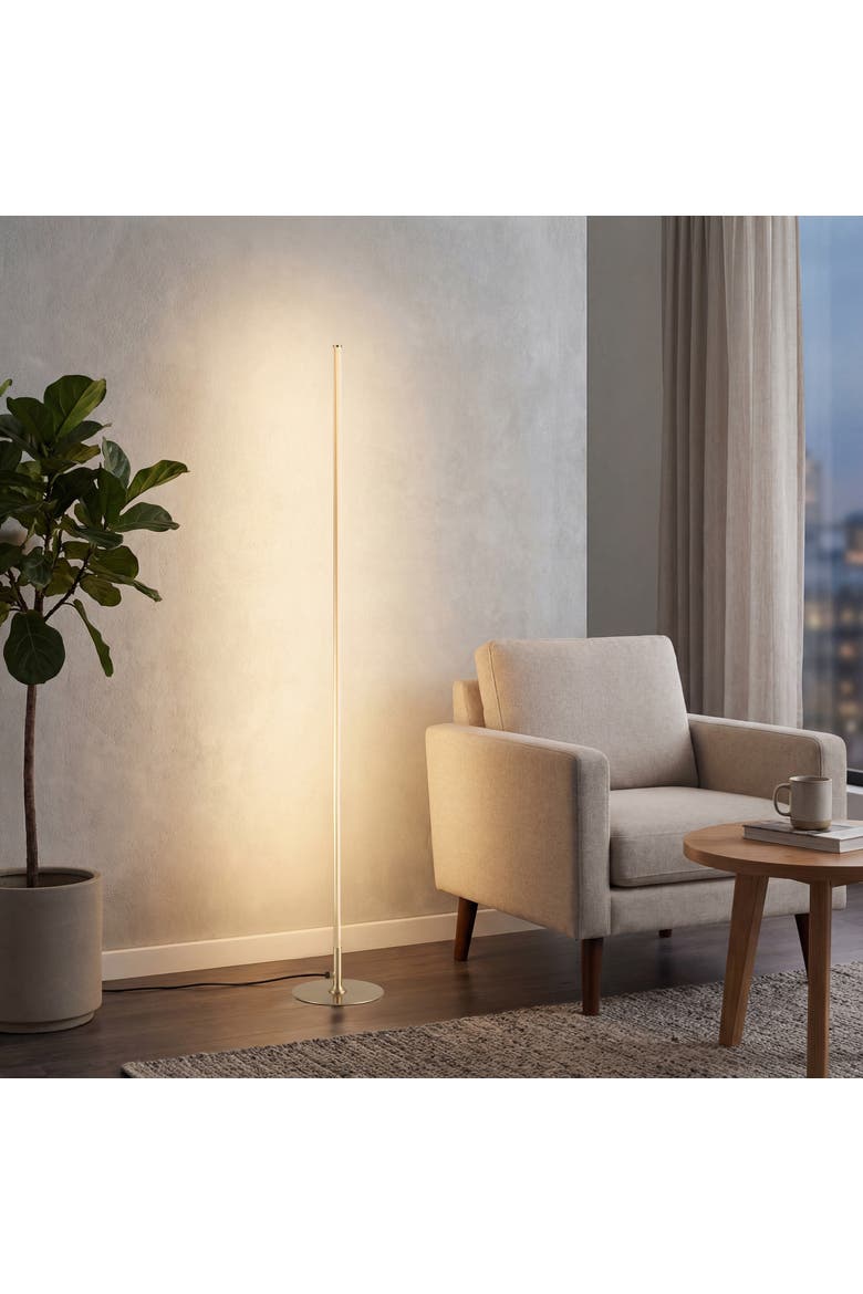 Iris 59.5" LED Integrated Floor Lamp, Alternate, color, Gold