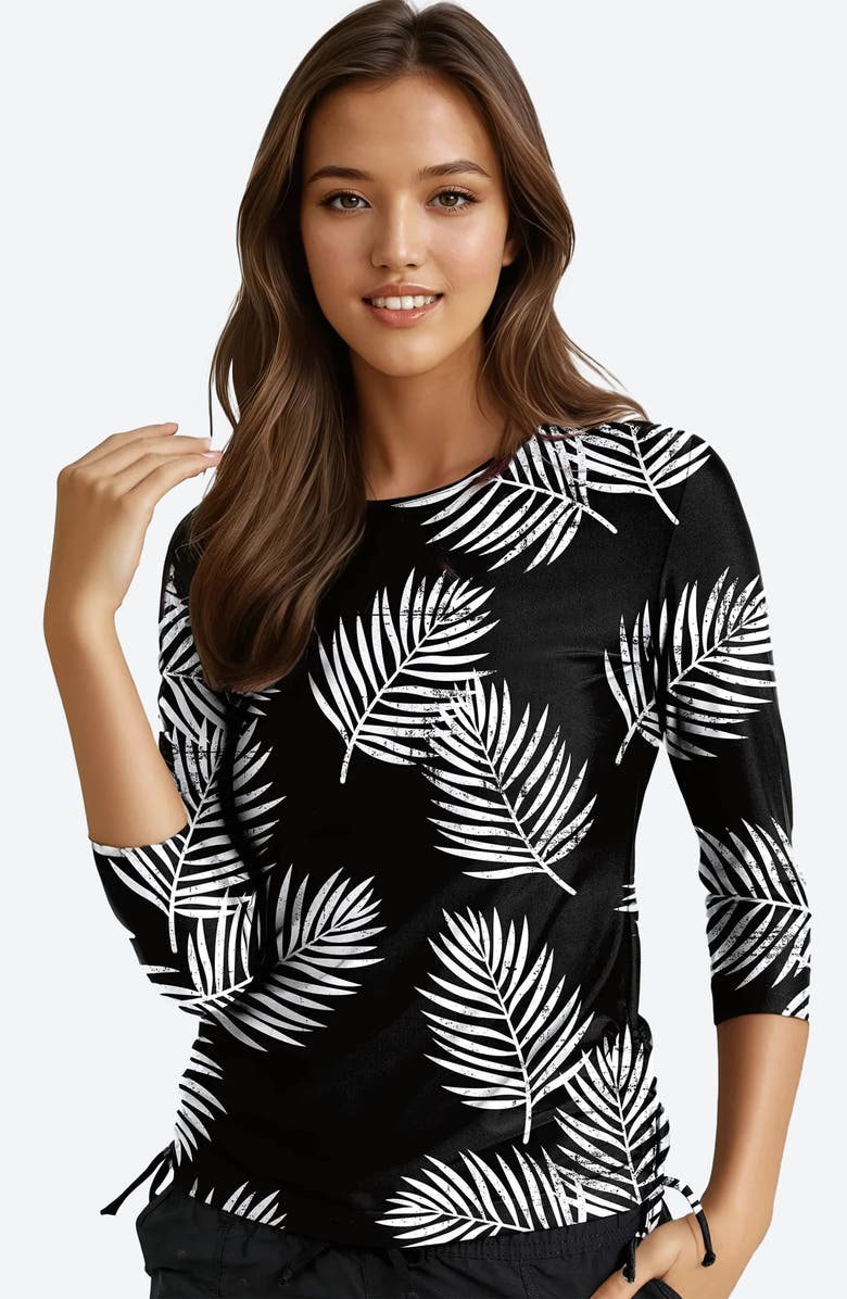 Calypsa Margaux Swim Top, Main, color, Black Palms