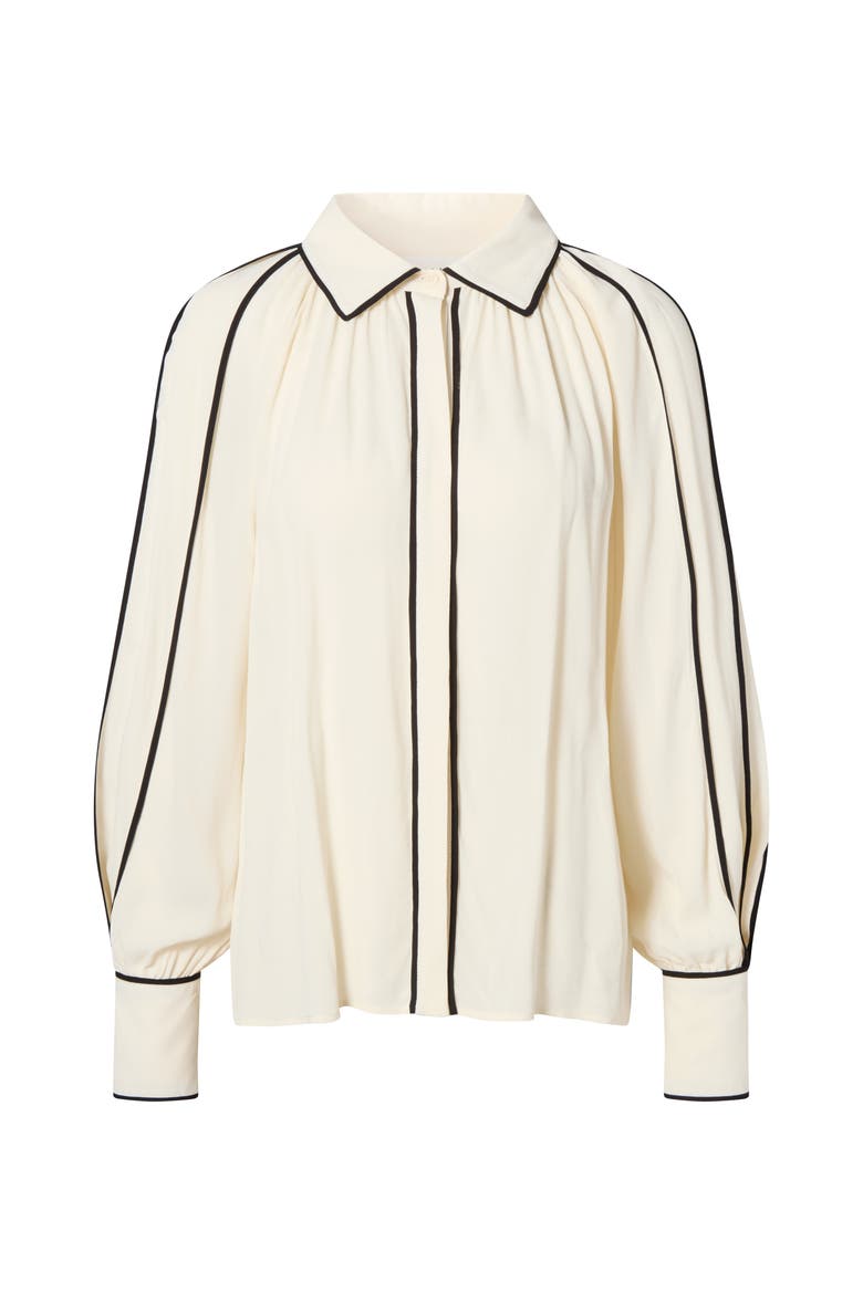 Bea Contrast Edge Chiffon Blouse, Alternate, color, Vanilla