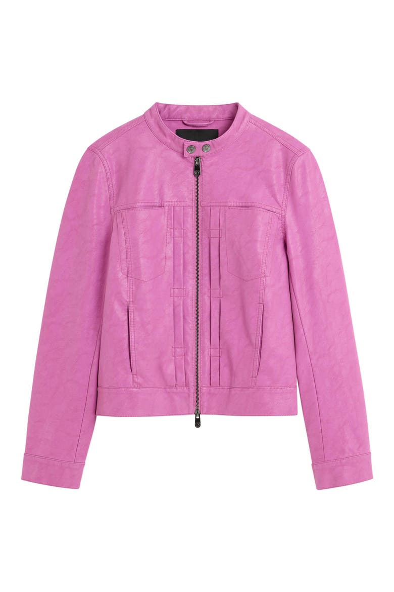 Faux Leather Moto Jacket, Alternate, color, PINK