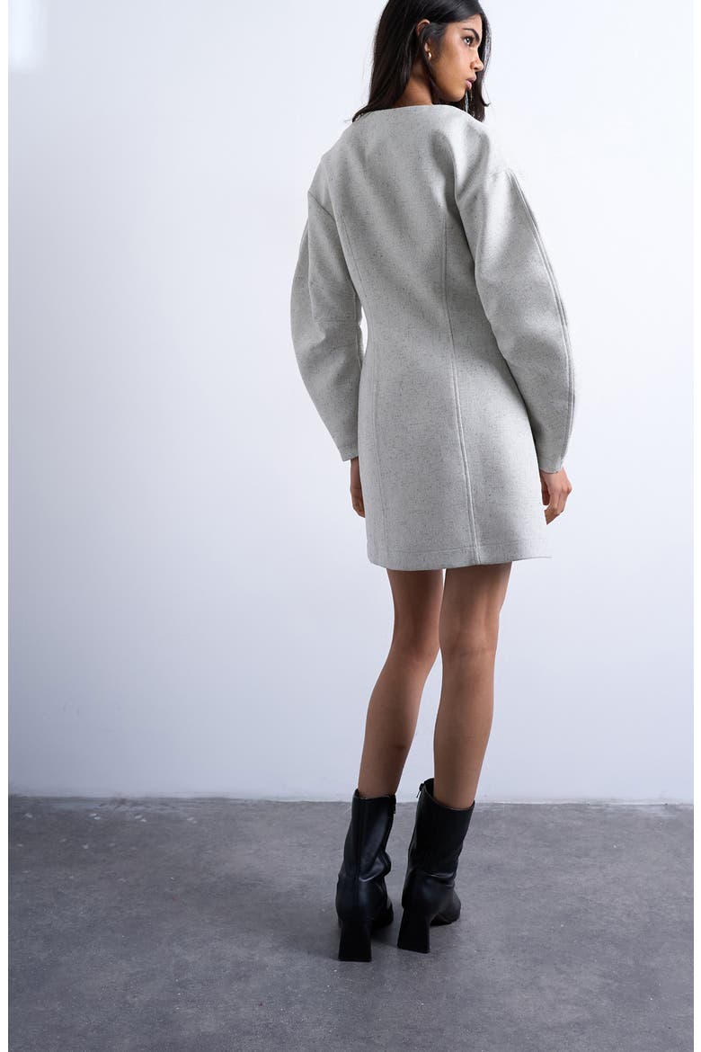 Structured Cocoon Long Sleeve Minidress, Alternate, color, GREY