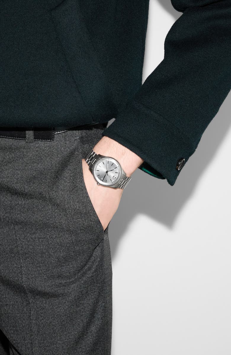 Gucci G-Timeless Bracelet Watch, 38mm, Alternate, color, Silver