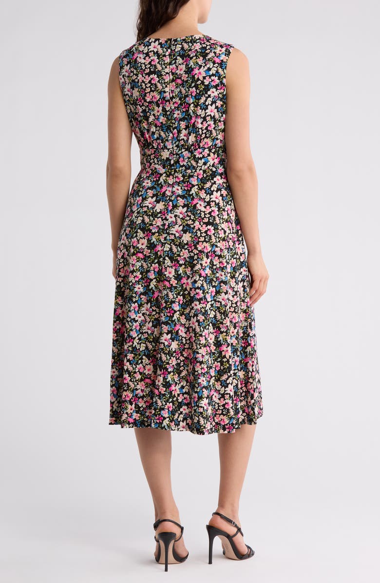 Floral Sleeveless Inset Waist Jersey Midi Dress