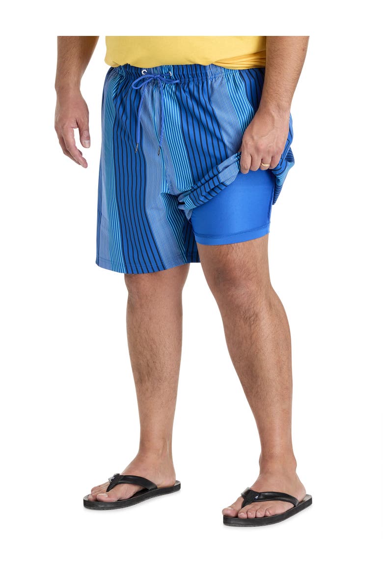 Big & Tall Vertical Stripe Swim Trunks, Alternate, color, OLYMPICBLU