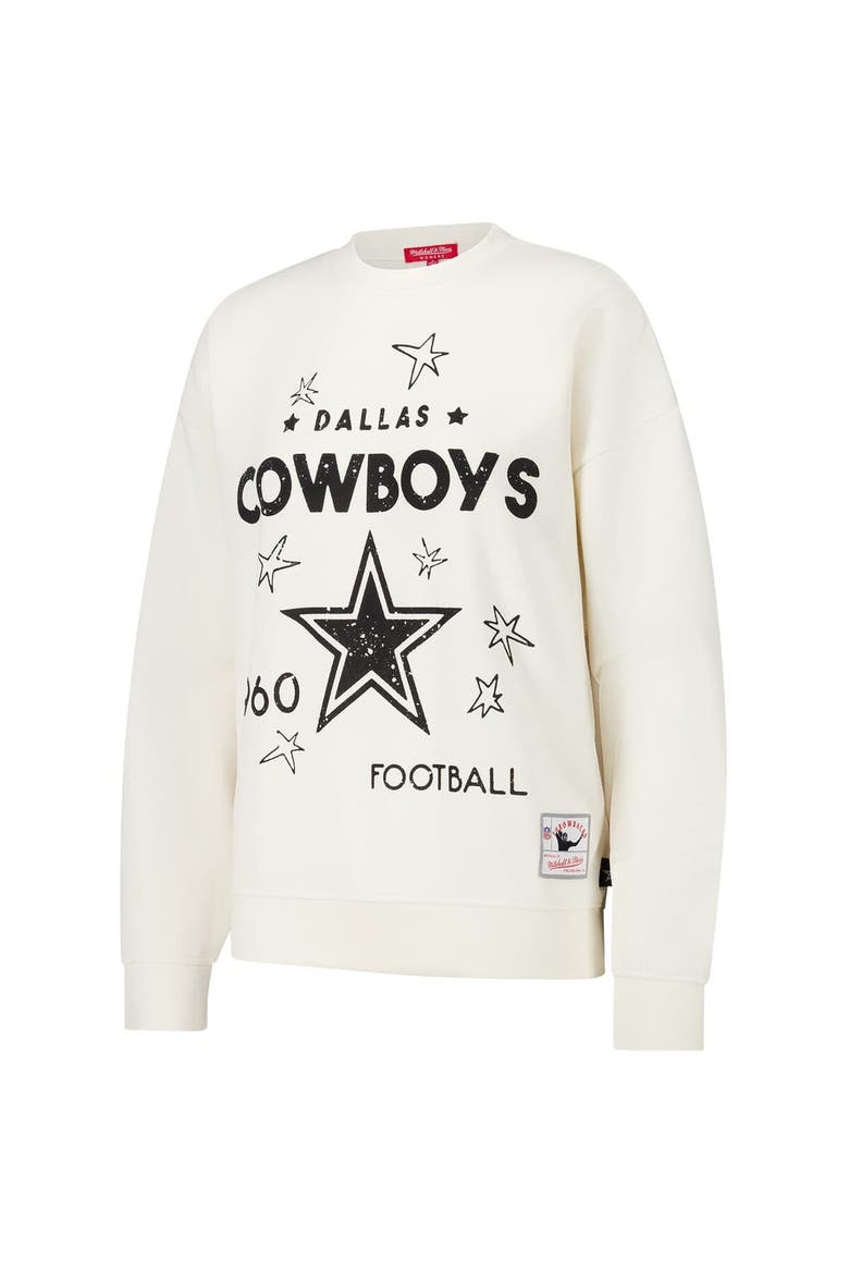 Women's Mitchell & Ness Cream Dallas Cowboys Lightweight 3.0 Logo Pullover Sweatshirt, Alternate, color, Cream