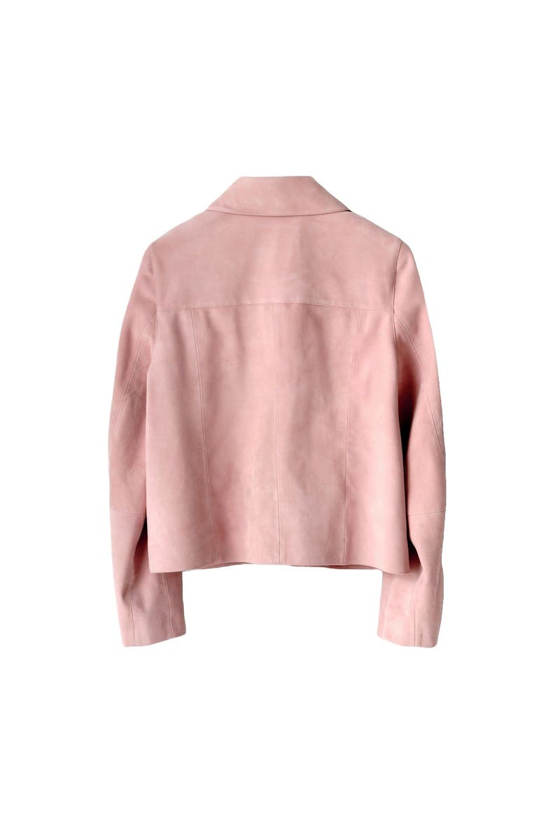 Suede Jacket with Classic Collar & Button-Front Pockets, Alternate, color, Light Pink